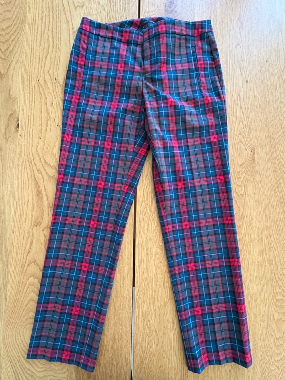 Tommy Hilfiger Plaid Pants Womens Size 4 Tartan Blue Red Career Straight